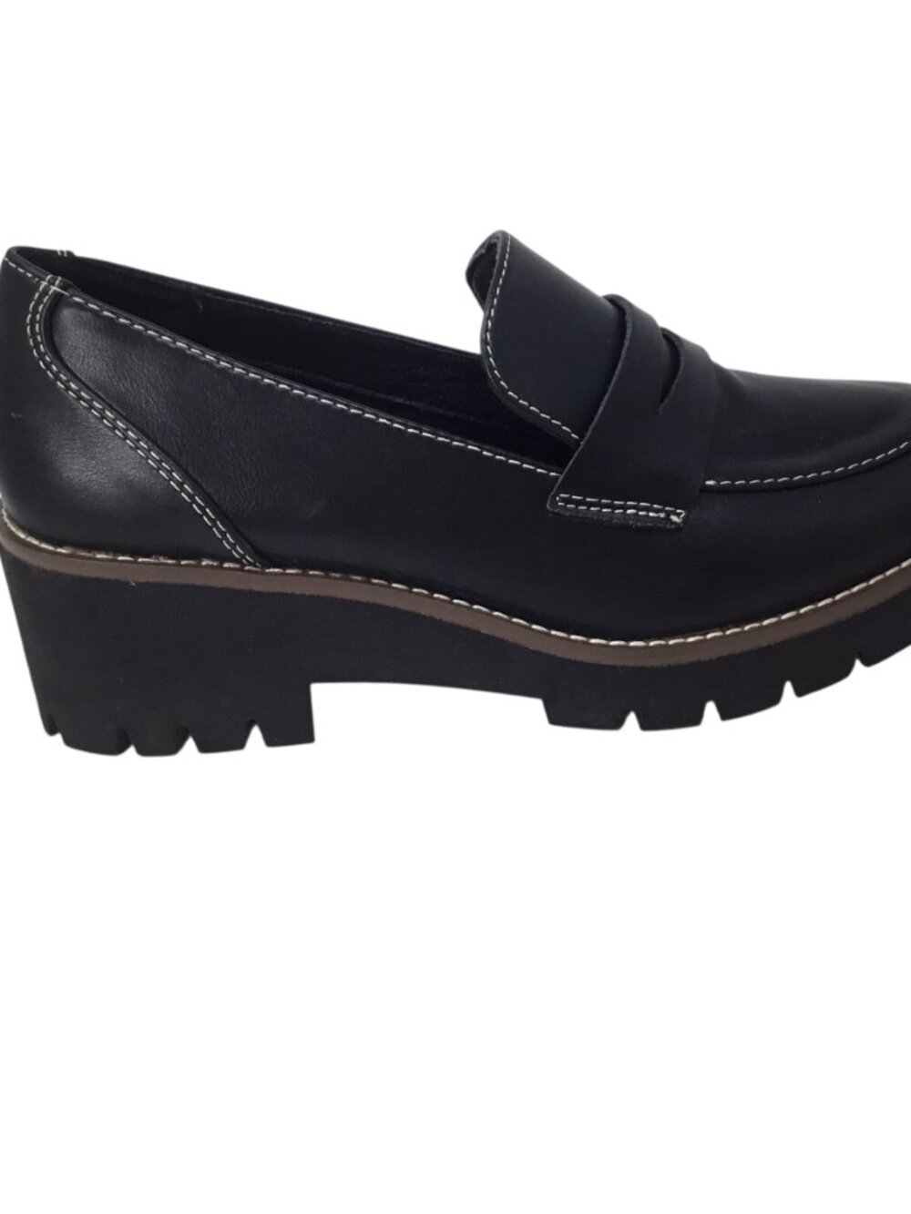 Blondo Daina Leather Platform Penny Loafers Chunky Black Size 8.5 Waterproof - Picture 4 of 9